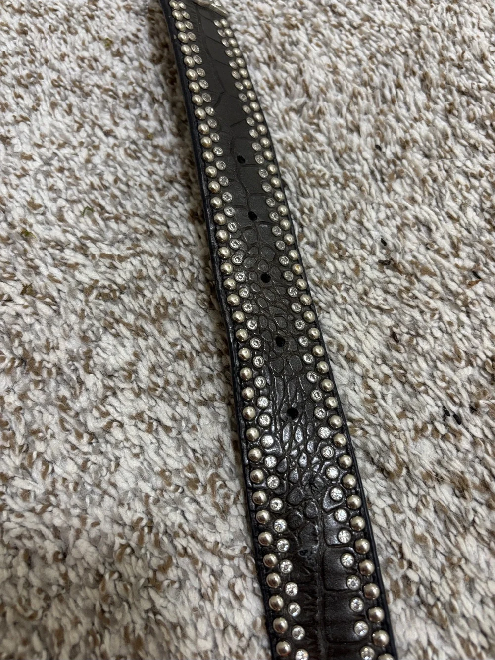 Nocona Embellished Black Croc Print Leather rhinestone Belt XL